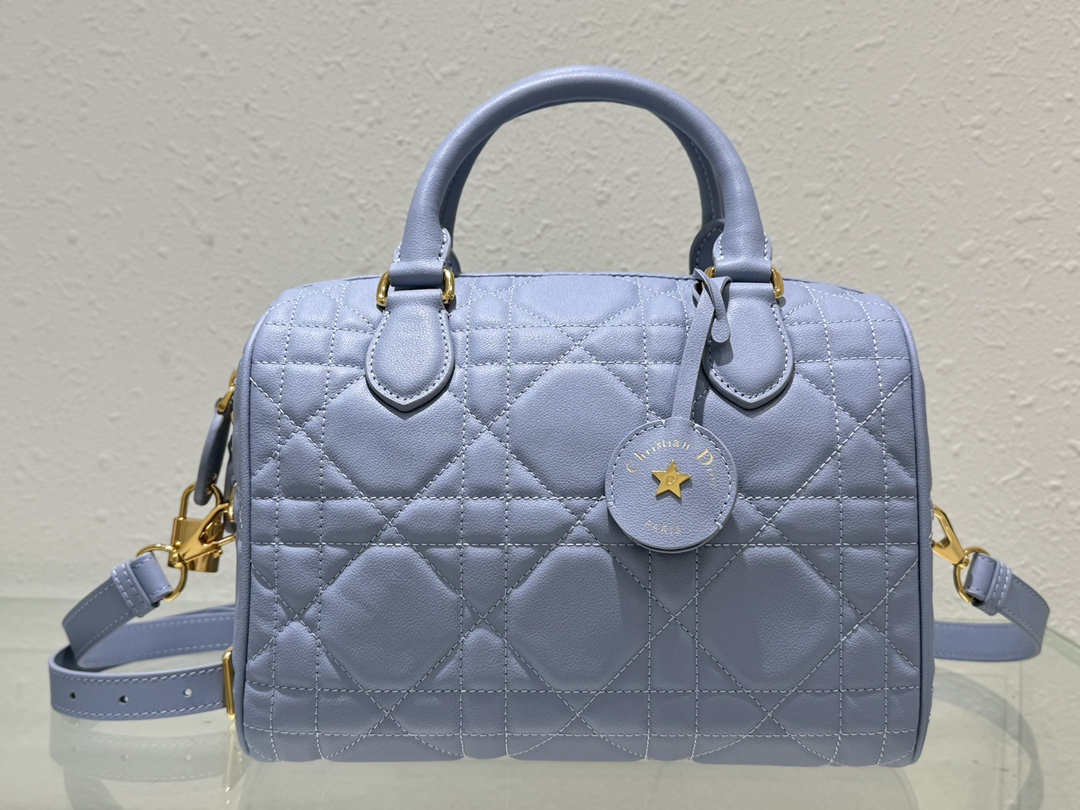 Dior Groove 25 Bag Pale Blue Macrocannage Calfskin